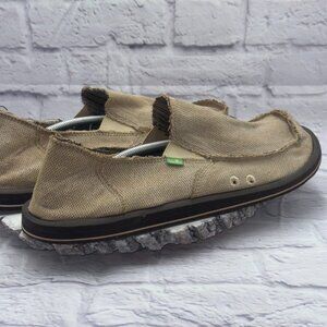 Sanuk Mens Sz 16 Vagabond Sidewalk Surfer Brown Canvas Lightweight Loafer Shoes